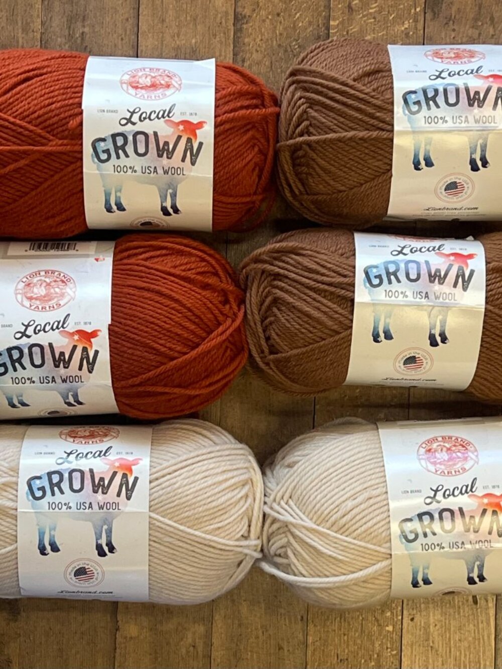 Bundle of 6 Skeins Lion Brand Local Grown 100% USA Wool Yarn